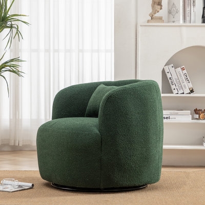 Arijit 34" Wide Boucle Upholstered Swivel Armchair - Image 0