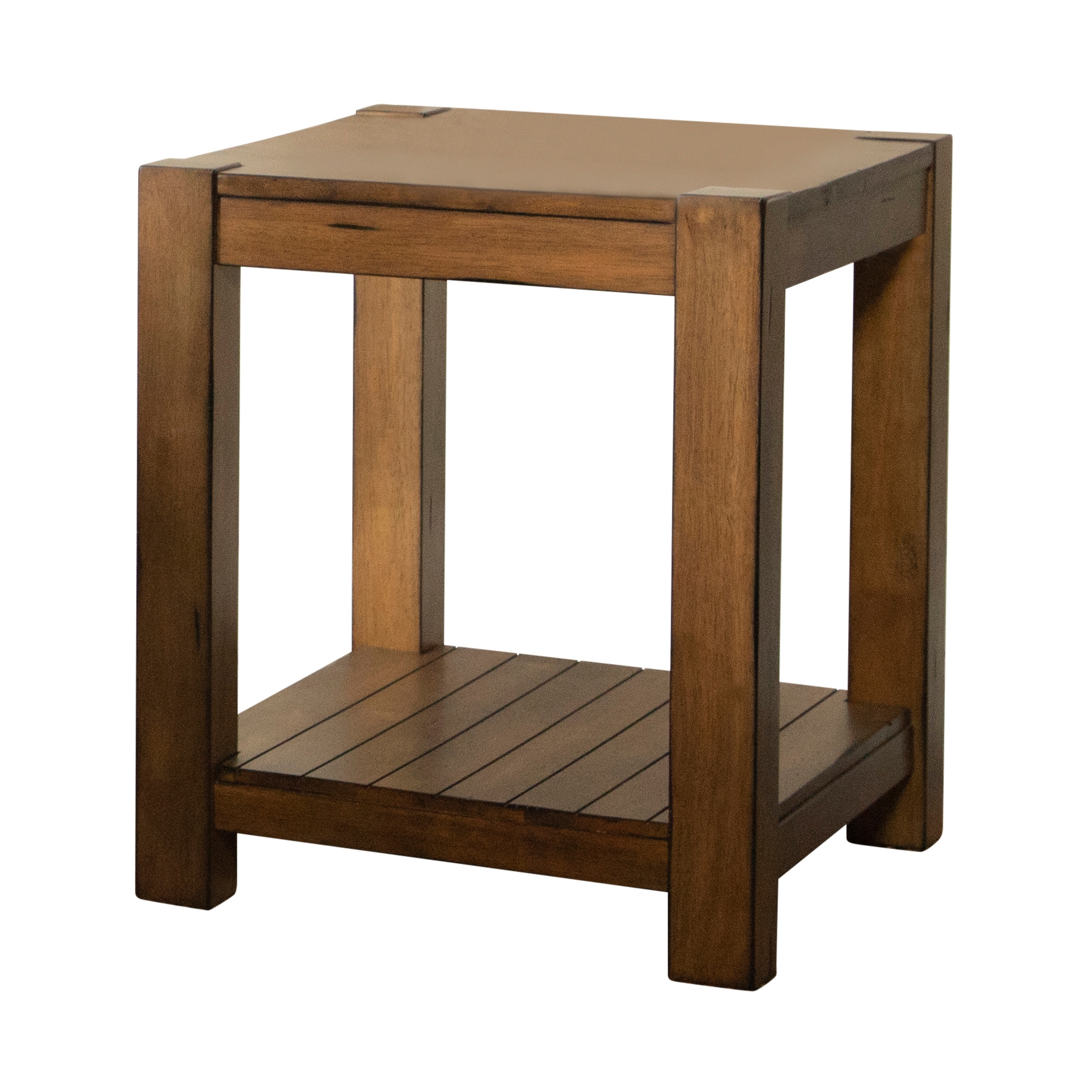 Rectangular End Table with Lower Shelf Rustic Brown - Image 0