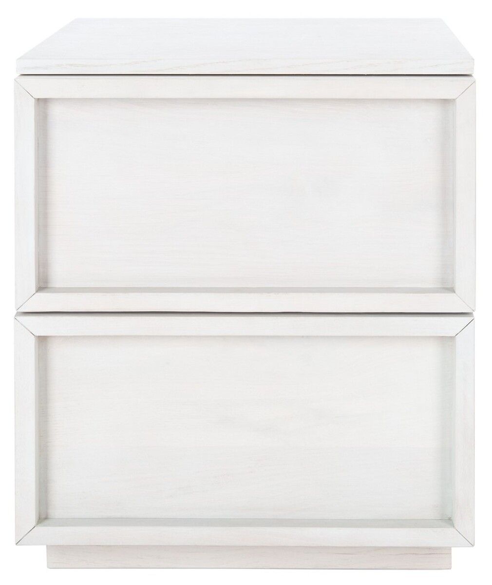 Zeus 2 Drawer Nightstand - White Wash  - Image 0