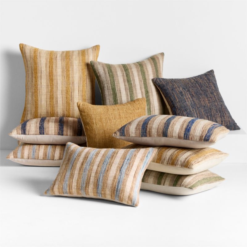 Riviera Stripe 23x23 Savannah Yellow Throw Pillow with Feather Insert - Image 2