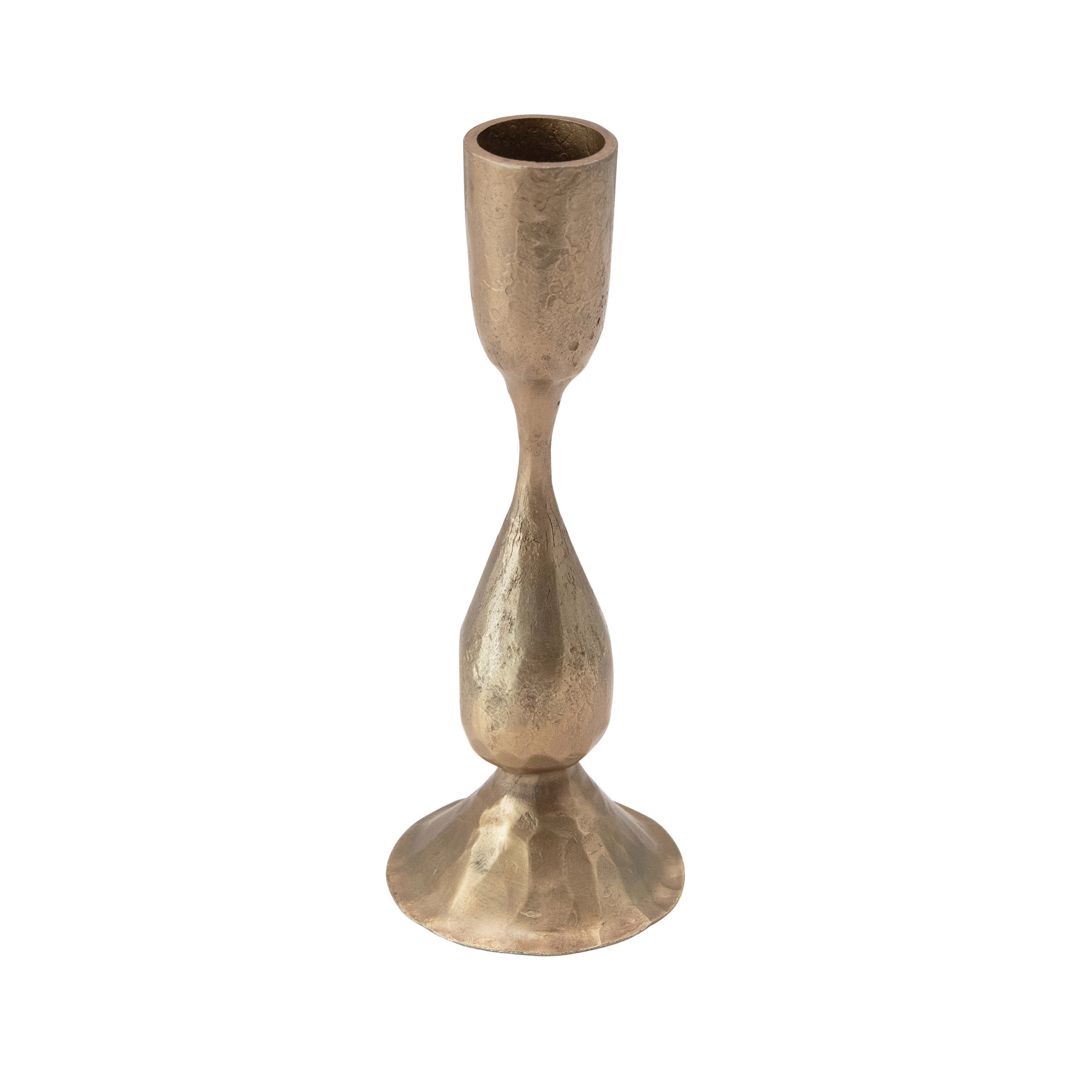 Hand-Forged Metal Taper Holder, Antique Brass Finish - Image 0