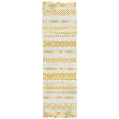 Handwoven Cotton Yellow/White Rug - Image 0