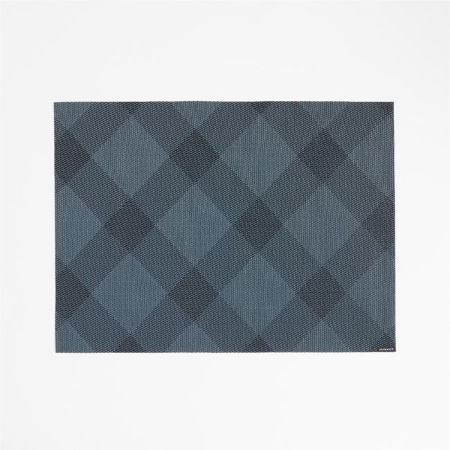 Chilewich ® Rectangular Indigo Plaid Easy-Clean Vinyl Placemat - Image 0