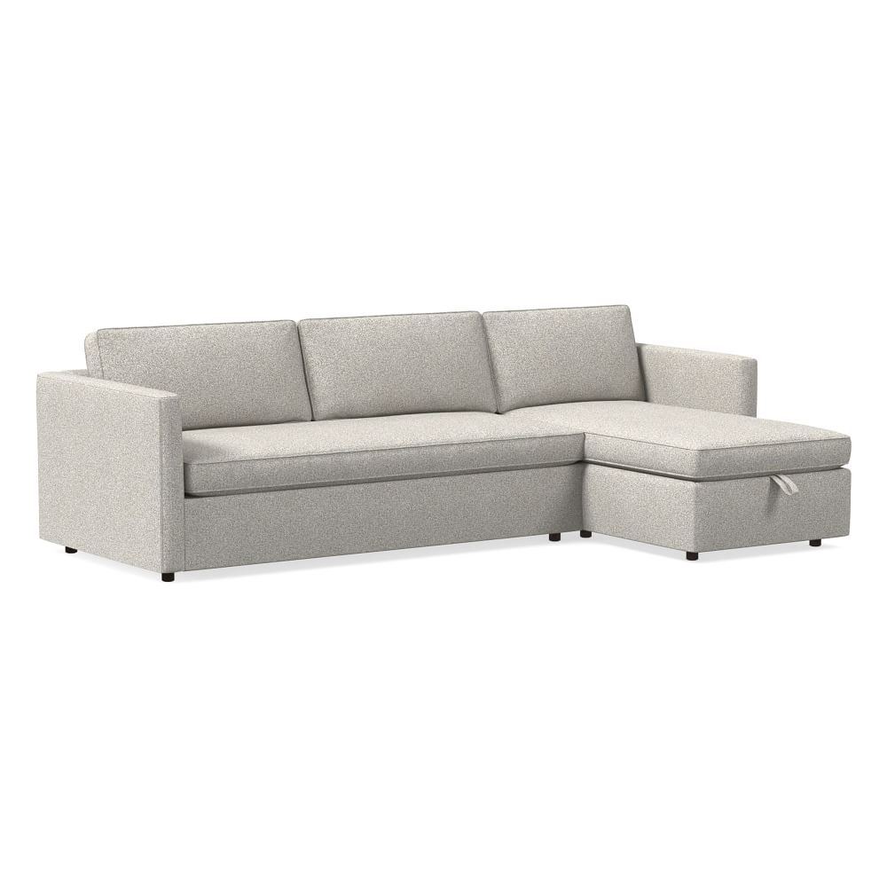 Harris 111" Right Bench Cushion 2-Piece Chaise Sectional w/ Storage, Standard Depth, Chenille Tweed, Storm Gray - Image 0