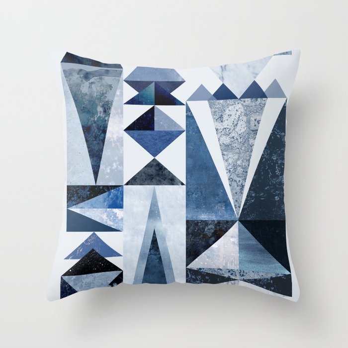 Blue Shapes Throw Pillow by Mareike BaPhmer - Cover (18" x 18") With Pillow Insert - Indoor Pillow - Image 0