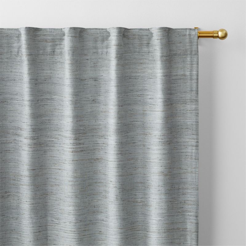Trevino Mist Blue Cotton Silk Blend Window Curtain Panel 52"x120" - Image 2