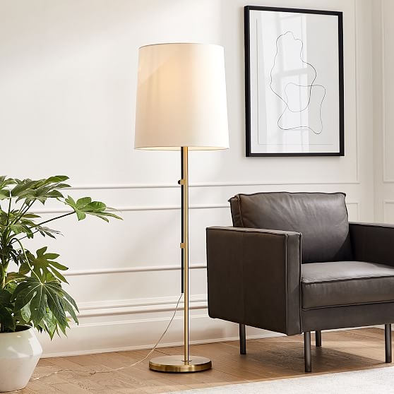 Hex Adjustable Floor Lamp, Dark Bronze, Antique Brass - Image 0