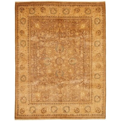 One-of-a-Kind Agena Hand-Knotted 2010s Double Knot Tan 7'10" x 10'1" Wool Area Rug - Image 0