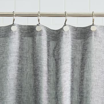 European Flax Linen Shower Curtain, Slate Melange, 72"x74" - Image 2