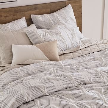 Cotton Linen &amp; Velvet Corners Pillow Cover, Set of 2, 24"x24", Stone White - Image 5