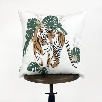 Tiger Print, Leaves Decorative Pillow - Image 0
