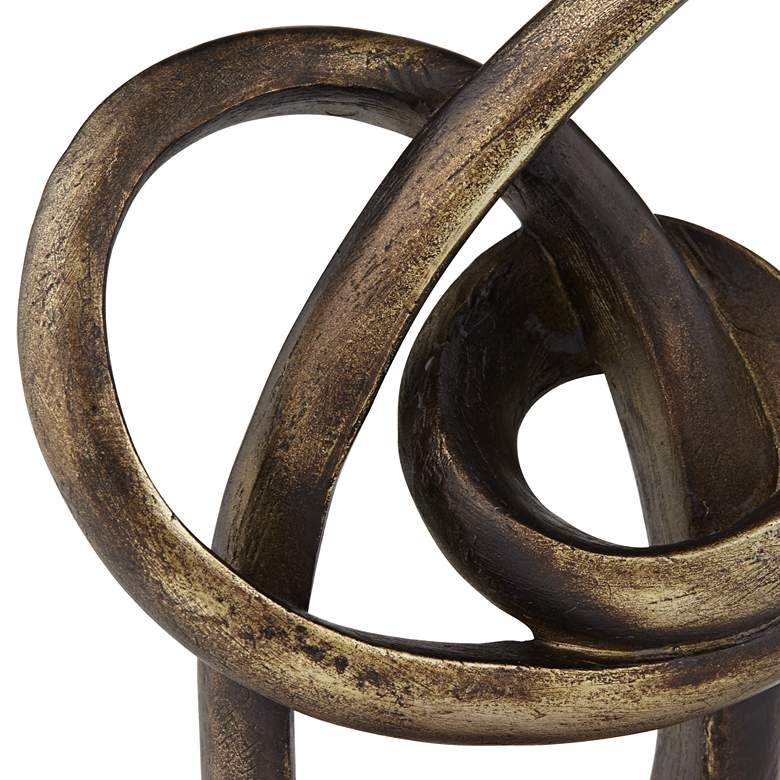 Twist Abstract Marble Sculpture, Bronze & White, 8.5" - Image 1