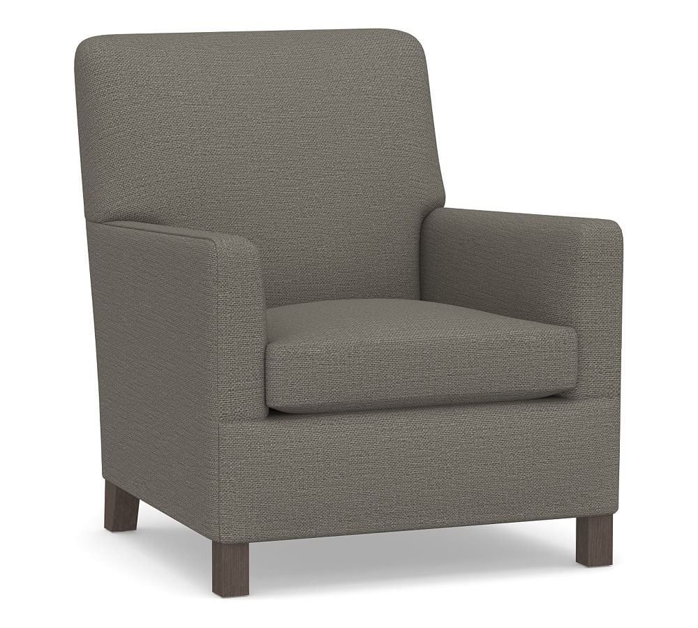 Howard Upholstered Armchair, Polyester Wrapped Cushions, Chunky Basketweave Metal - Image 0