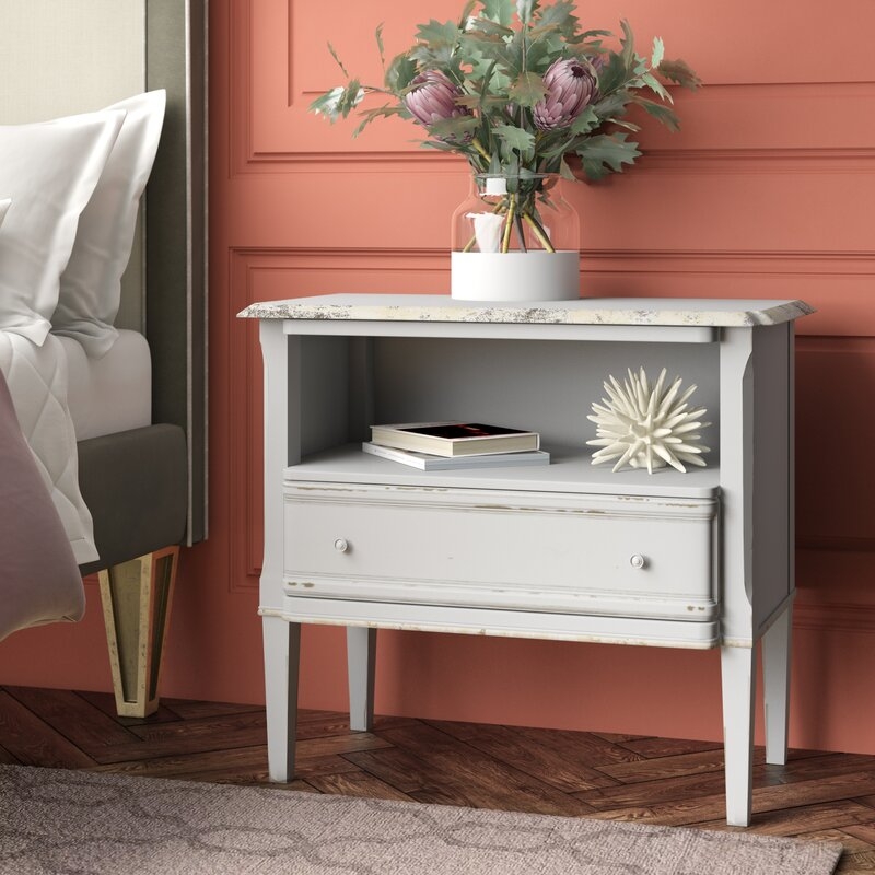 Century Monarch Madeline 1 - Drawer Solid Wood Nightstand in Light Gray - Image 0