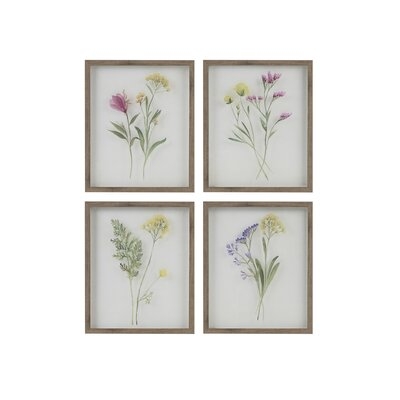 Blooming Traces Floral UV Printed Shadowbox 4 Piece Wall Art Set - Image 0
