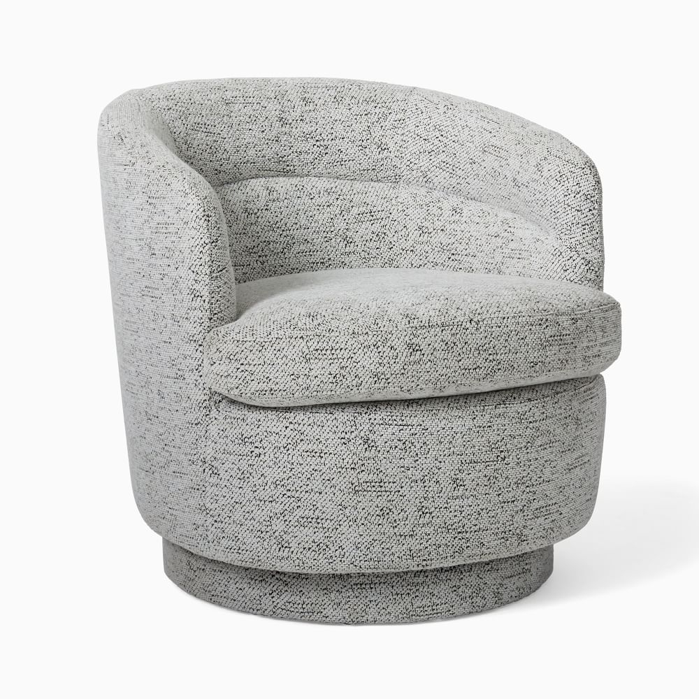Viv Swivel Chair, Poly, Chunky Chenille, Gray, Concealed Support-individual - Image 0