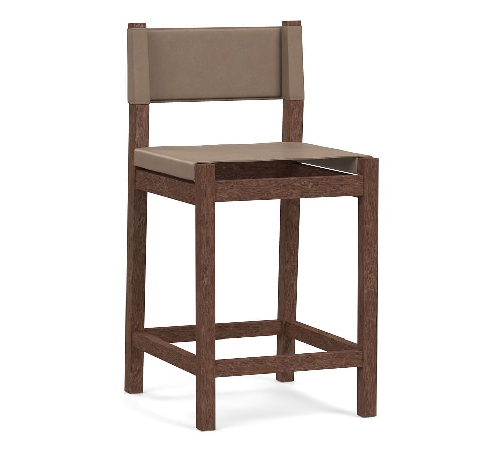 Segura Leather Counter Height Bar Stool, Coffee Bean Frame, Legacy Taupe - Image 0
