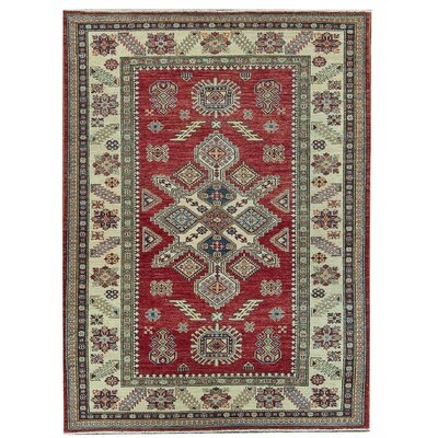 One-of-a-Kind Kazak Hand-Knotted Red/Cream/Blue 5' x 6'8" Wool Area Rug - Image 0