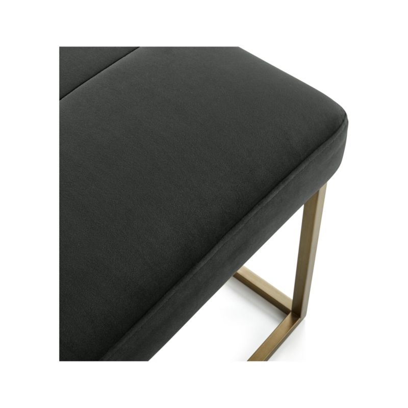 Channel Charcoal Velvet Bench with Brass Base - Image 2