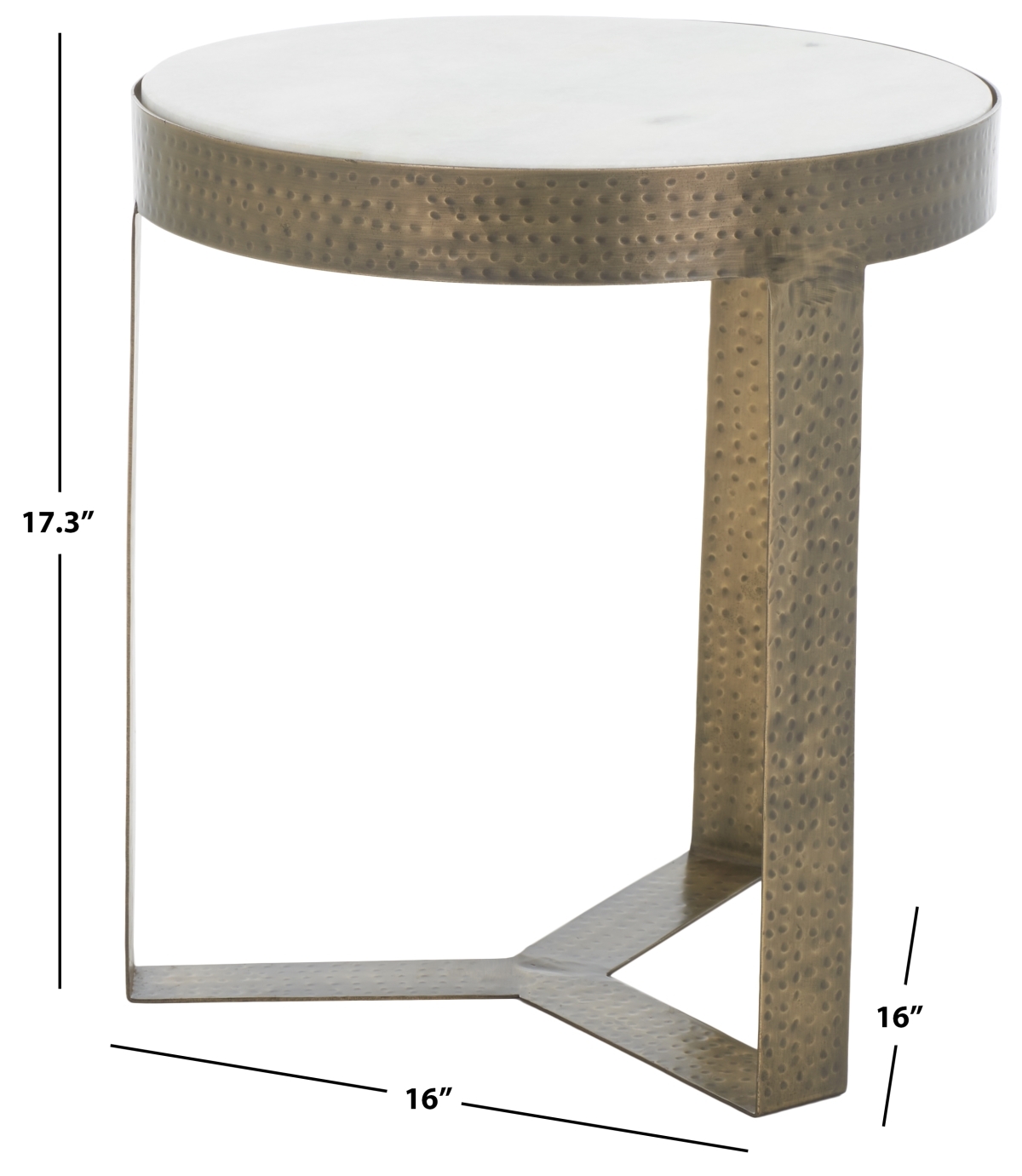 Triss Round Accent Table - White Marble / Antique Brass - Safavieh - Image 8