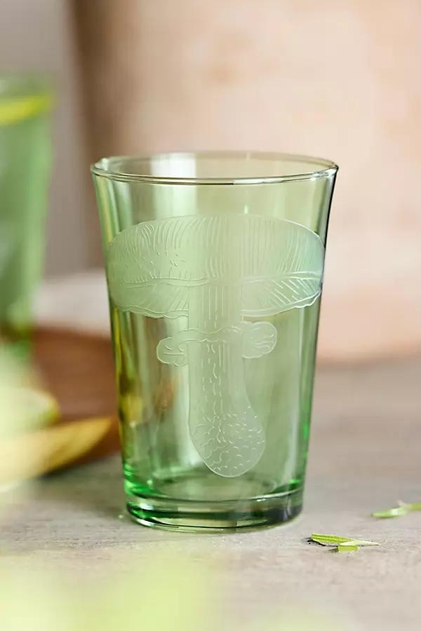 Etched Mushroom Glass, Greens - Image 0