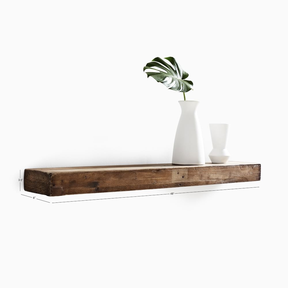 Reclaimed Pine (48") Floating Shelf, Solid Wood - Image 0