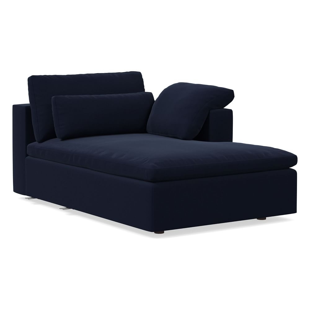 Harmony Modular Right Arm Chaise, Down, Distressed Velvet, Ink Blue, Concealed Supports - Image 0