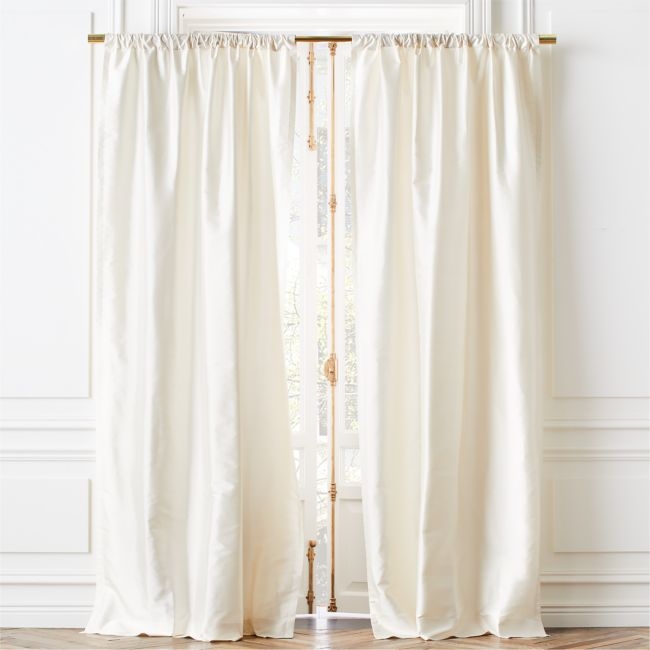 Seda Warm White Dupioni Silk Window Curtain Panel 48"x120" - Image 0