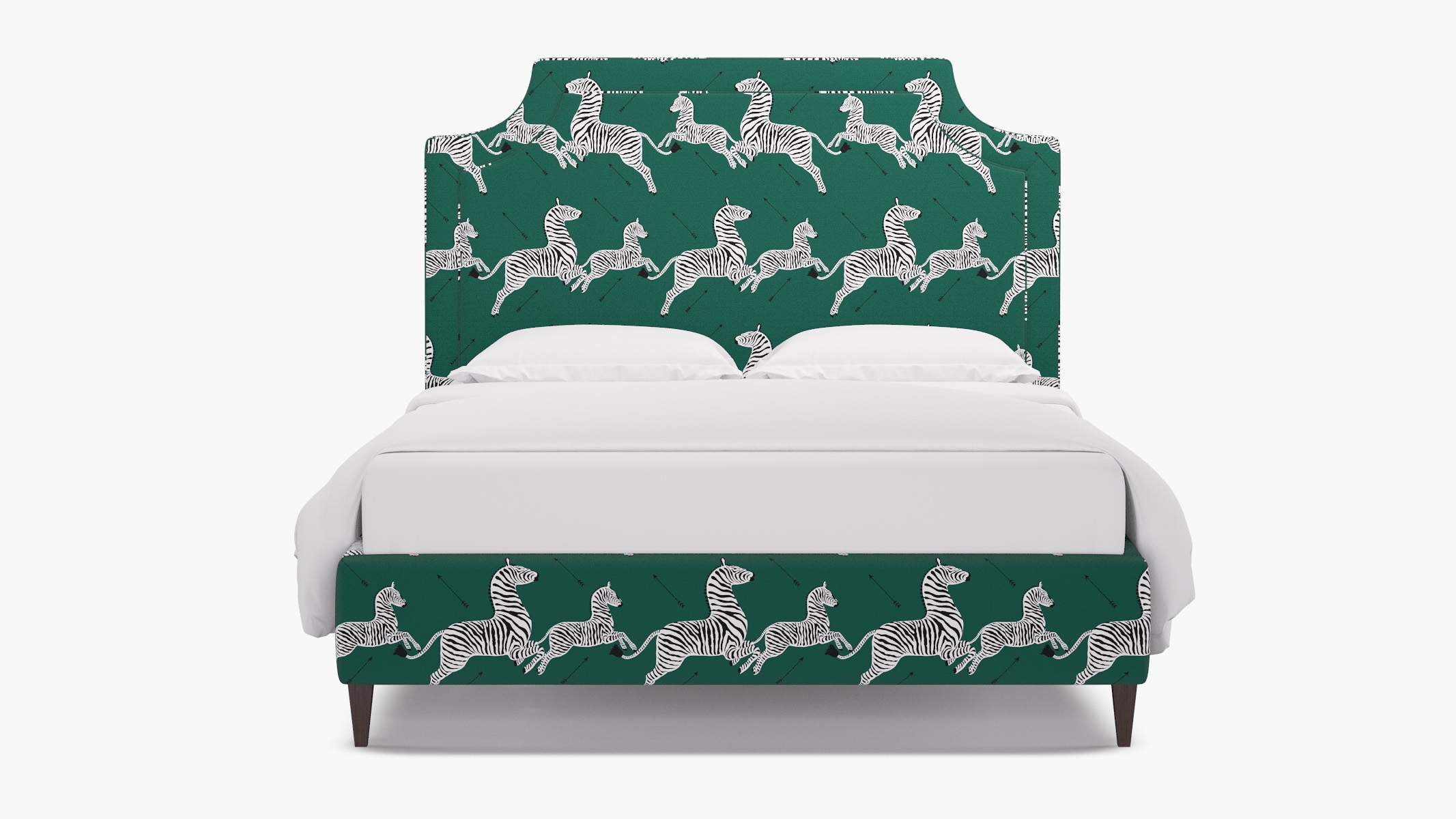 Deco Bed, Emerald Zebra, Espresso Square Tapered Leg, Twin - Image 0