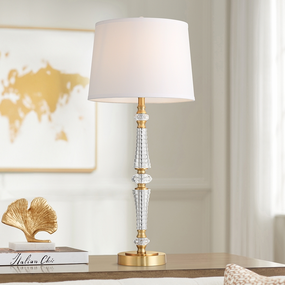 Vienna Full Spectrum Gracie 32" High Brass and Crystal Table Lamp - Image 0