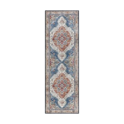 Giovonie Oriental Machine Woven Blue/Red/Brown Area Rug - Image 0