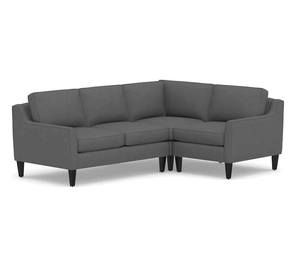 Beverly Upholstered Left Arm 3-Piece Corner Sectional, Polyester Wrapped Cushions, Park Weave Charcoal - Image 0