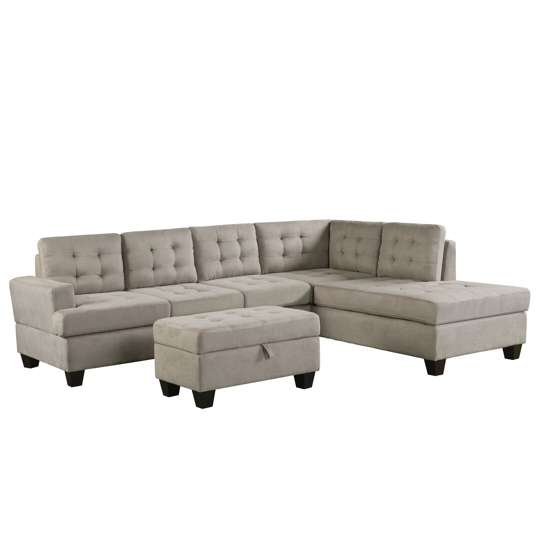 "Knlnny Ware Sofa 3-Piece Sectional Sofa With Chaise Lounge And Storage Ottoman L Shape Couch Living Room Furniture Gray" - Image 0