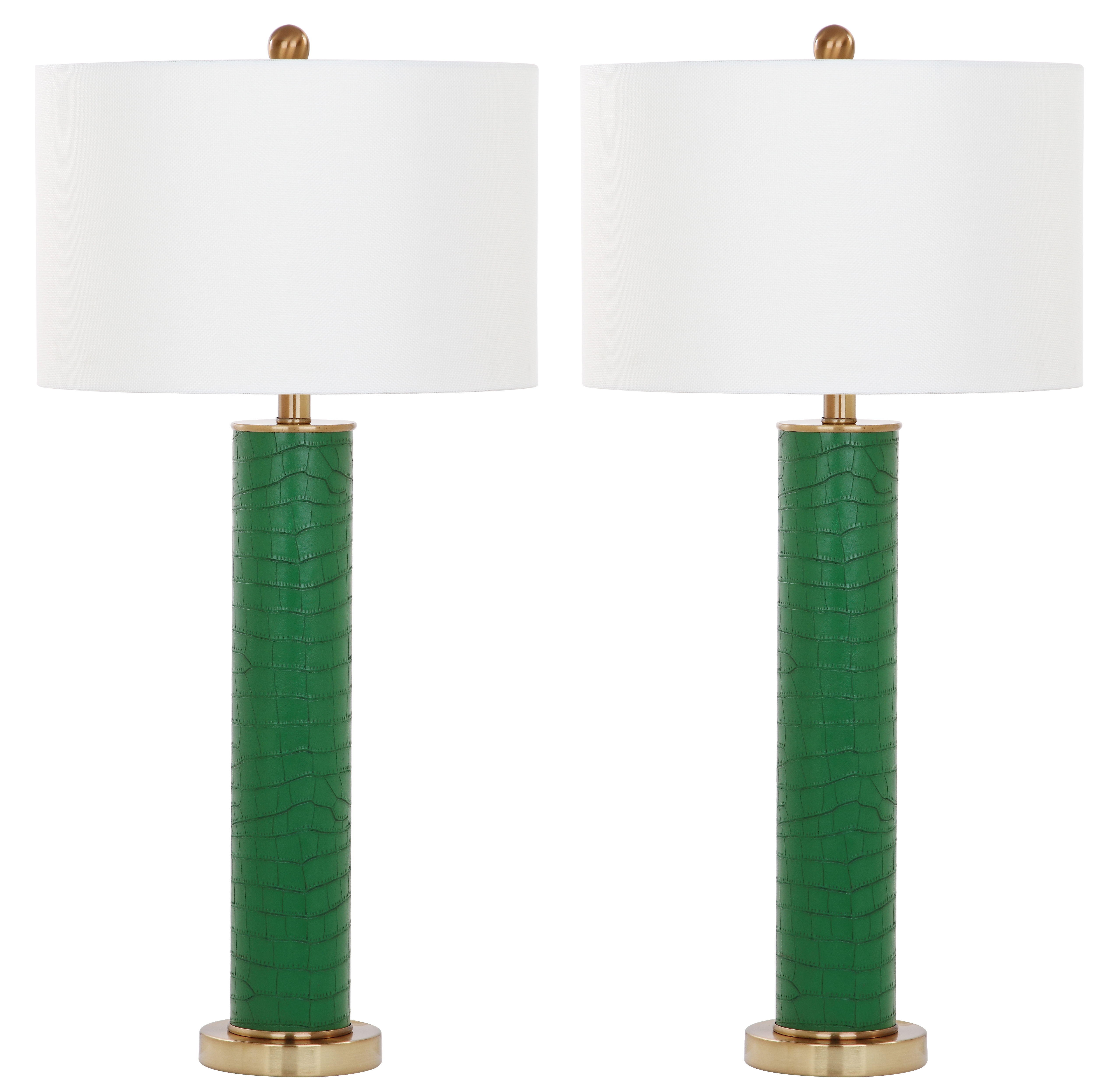 Ollie 31.5-Inch H Faux Alligator Table Lamp - Dark Green - Arlo Home - Image 0