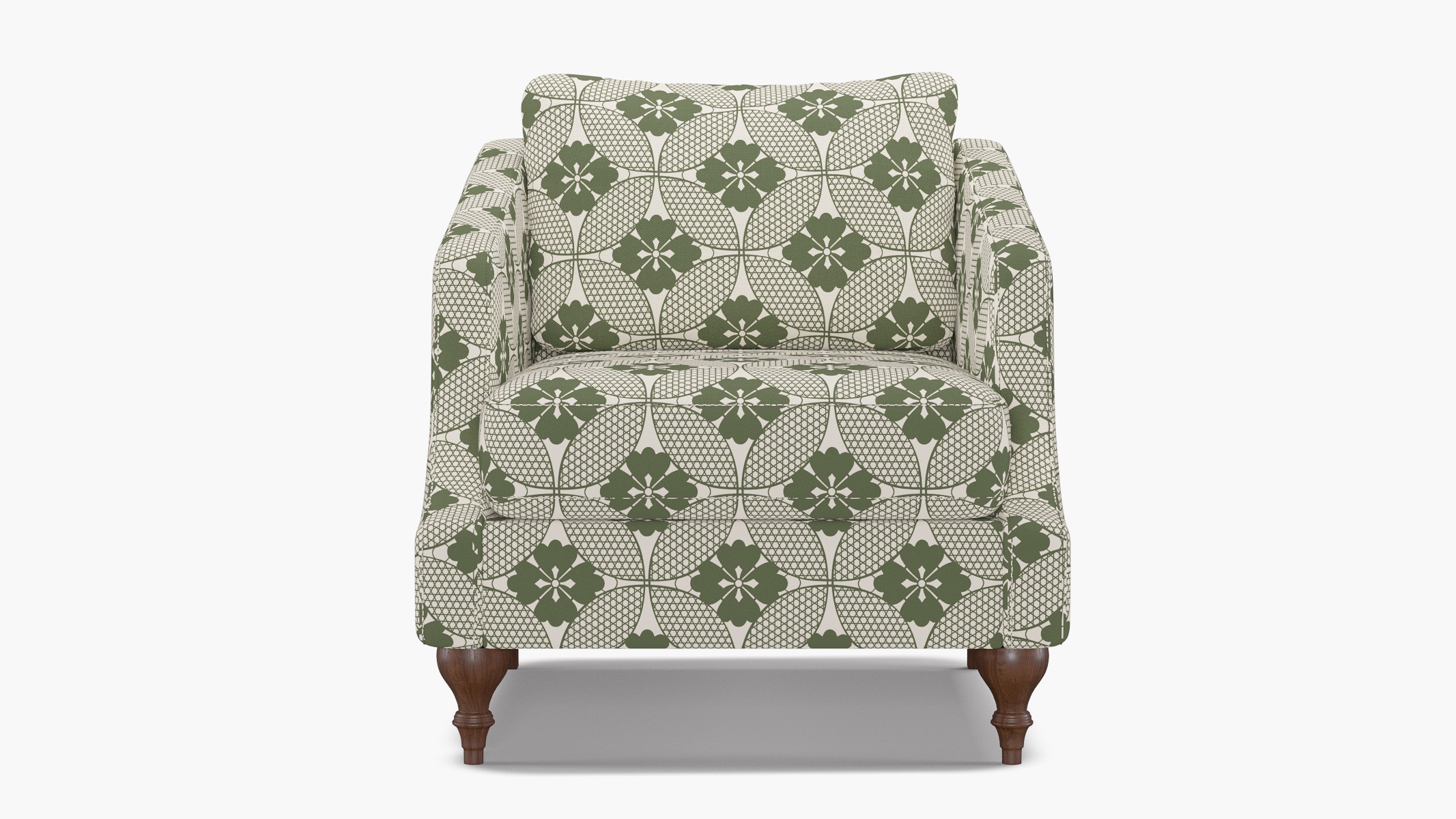 Slope Arm Chair, Sage Solaire, Walnut Turned Wood Leg - Image 0