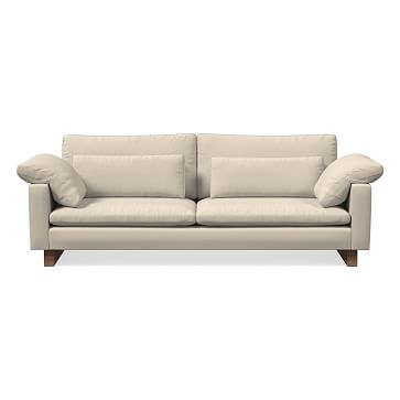 Harmony 92" Sofa, Down Blend, Performance Washed Canvas, Natural, Walnut - Image 0