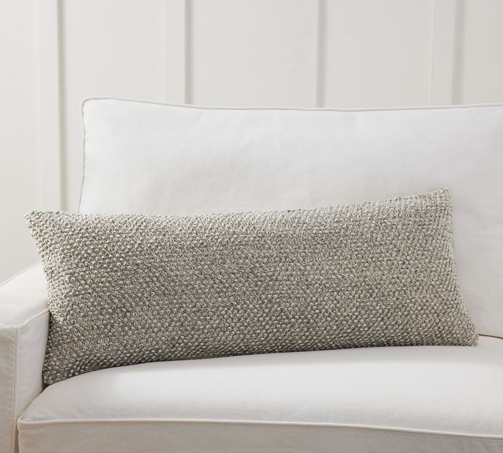 Hadley Textured Lumbar Pillow Cover, 14 x 36", Flax - Image 0