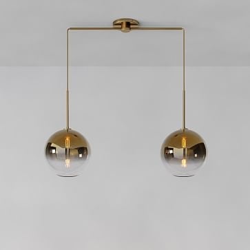 Sculptural 2-Light Pendant, Globe Small, Gold Ombre, Antique Brass, 8" - Image 2