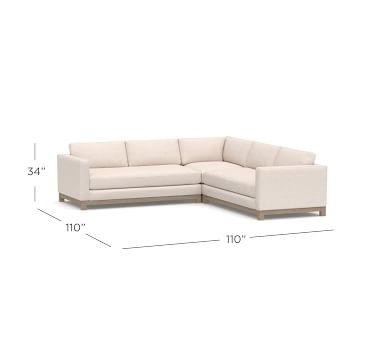 Jake Upholstered 3-Piece L-Shaped Corner Sectional 2x1, Bench Cushion, with Wood Legs, Polyester Wrapped Cushions, Performance Boucle Oatmeal - Image 2