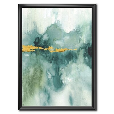 'Blue Watercolor Impression with Gold' Picture Frame Print on Canvas - Image 0