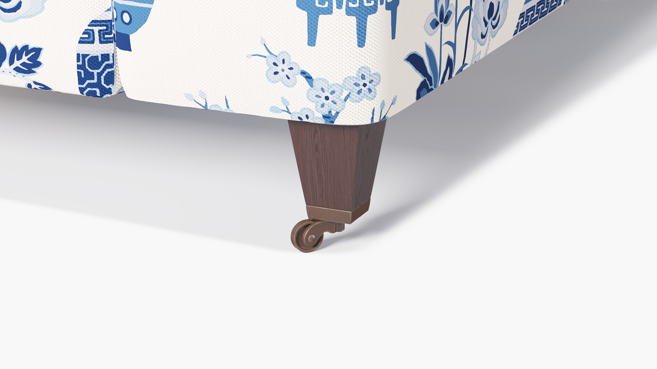 Classic Sofa, Delft Kan-Shie, Espresso with Antique Brass Caster - Image 1