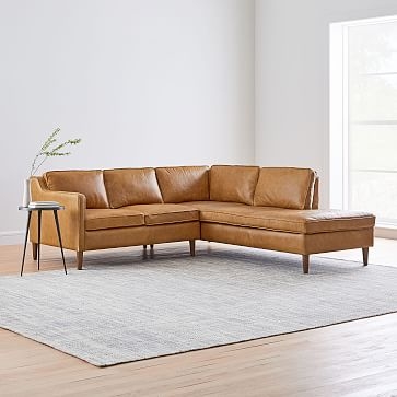 Hamilton 98" Right 2-Piece Bumper Chaise Sectional, Vegan Leather, Saddle, Almond - Image 1