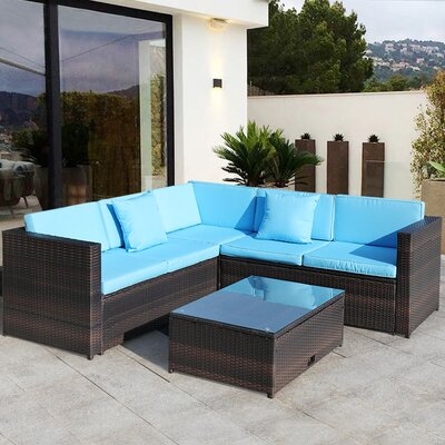 Aishling 4 Piece Rattan Sectional Seating Group with Cushions - Image 0
