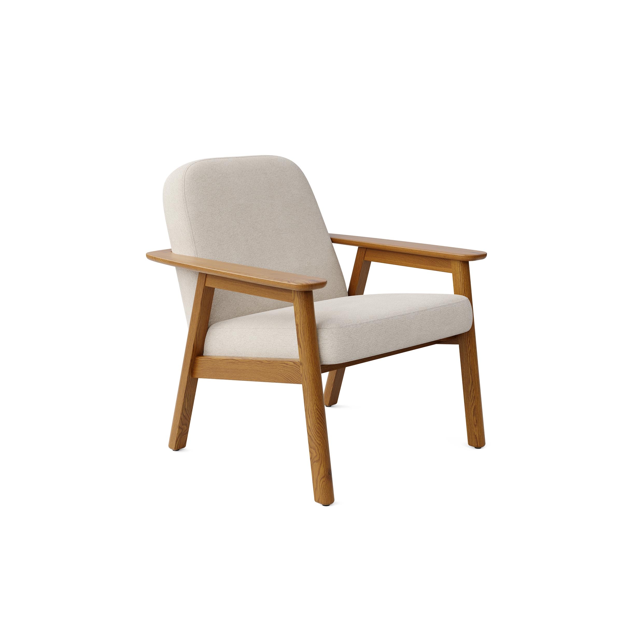 Lodge Chair - Ivory - Performance Basketweave / Oak - Wood - Image 0