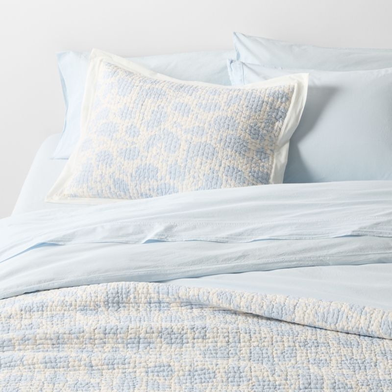 Favorite Washed Organic Cotton Pale Blue Full Sheet Set - Image 1