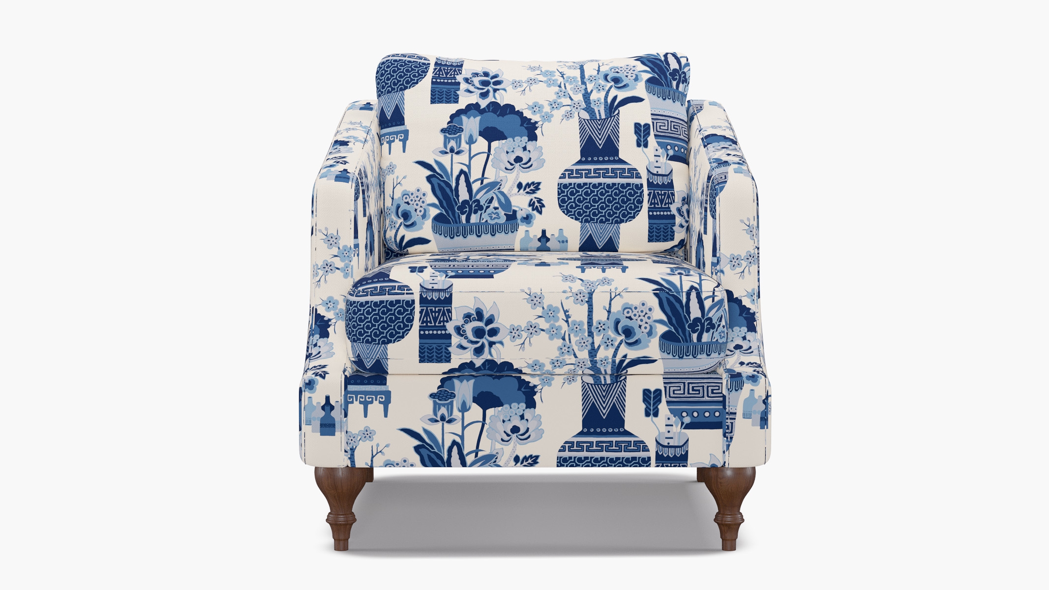 Slope Arm Chair, Delft Kan-Shie, Walnut Turned Wood Leg - Image 0