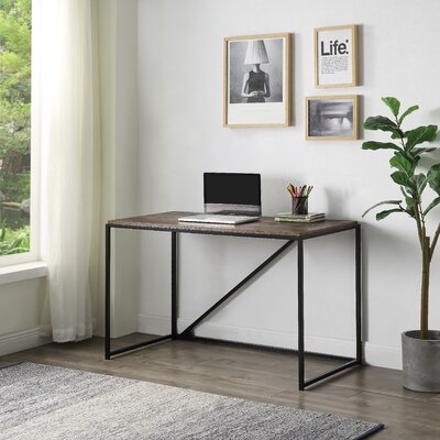 Home Office 46-Inch Computer Desk, Small Desk Home Office Study Desk Metal Frame, Modern Simple Laptop Table, Easy Assembly, Industrial Style(Brown) - Image 0