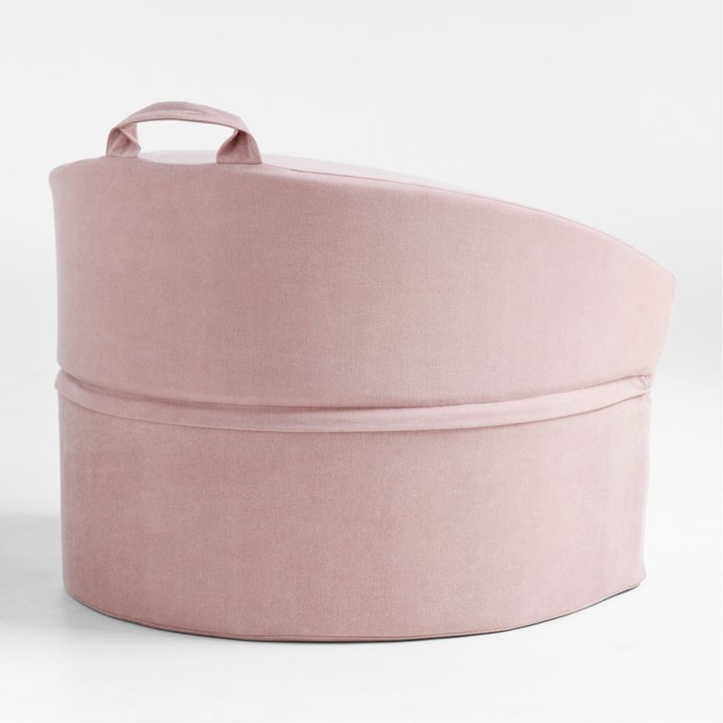 Large Lilac Mauve Organic Cotton Kids Lounge Barrel Chair - Image 4