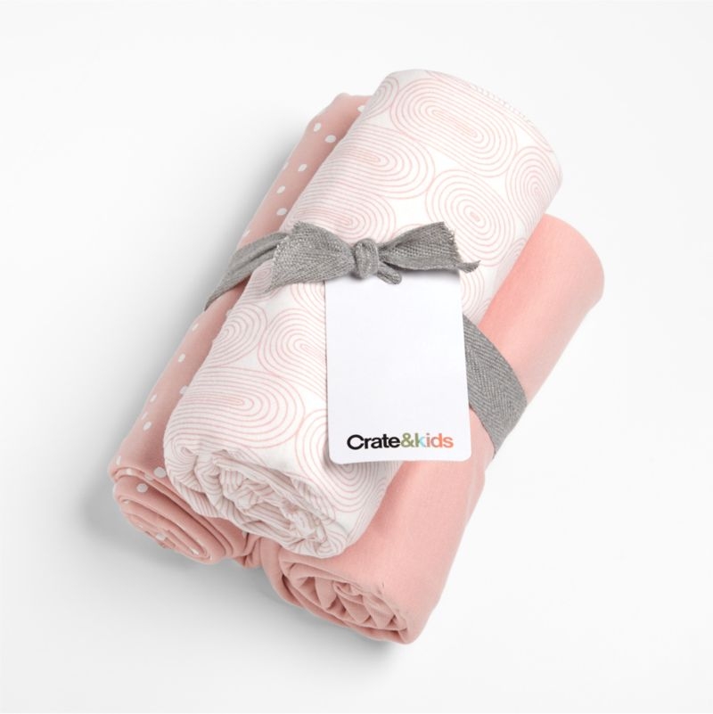 Zen Pink Organic Baby Swaddle Blankets, Set of 3 - Image 1