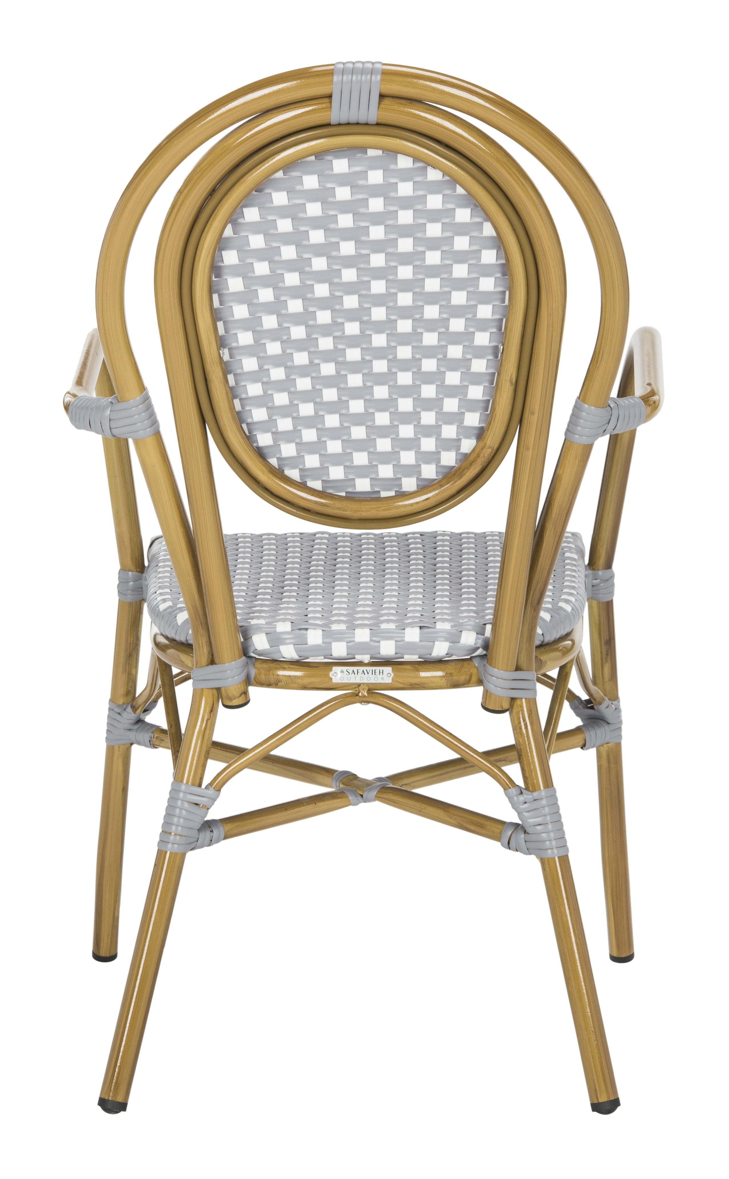 Rosen French Bistro Stacking Arm Chair - Grey/White - Safavieh - Image 4